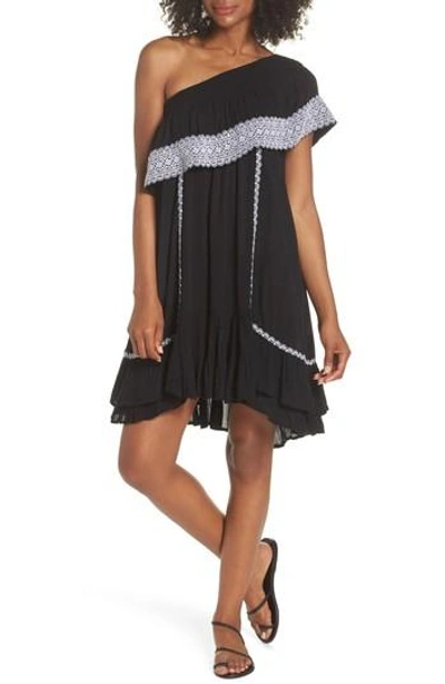 Muche Et Muchette Gavin One-shoulder Cover-up Dress In Black/ White