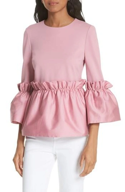 Ted Baker Pleat Ruffle Top In Dusky Pink