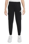 Nike Kids' Sportswear Club Fleece Cargo Joggers In Black/ Black/ White