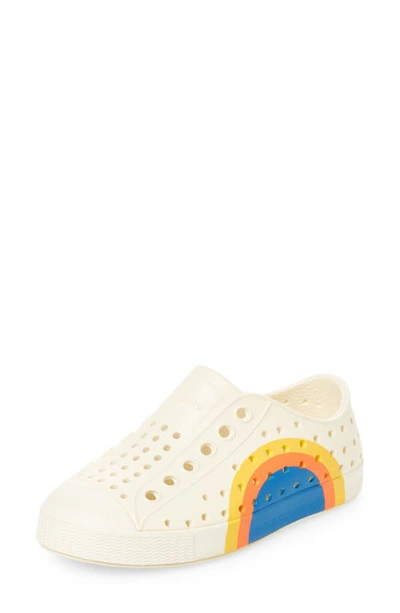 Native Shoes Kids' Jefferson Colorblock Sugarlite Slip-on Sneaker In Ivory/ Blue Multi
