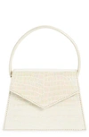 Anima Iris The Zaza Croc Embossed Leather Top Handle Bag In Iridescent A Champagne