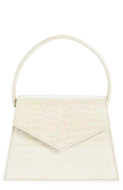 Anima Iris The Zaza Croc Embossed Leather Top Handle Bag In Iridescent A Champagne