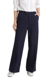 Treasure & Bond Wide Leg Cotton Twill Trousers In Navy Baritone