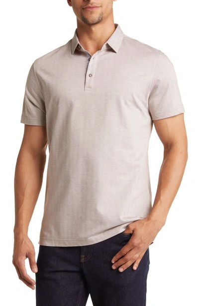 Lorenzo Uomo Trim Fit Short Sleeve Polo In Latte