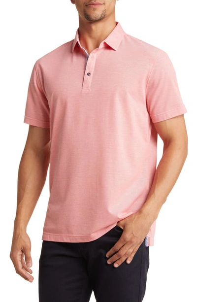 Lorenzo Uomo Trim Fit Short Sleeve Polo In Coral