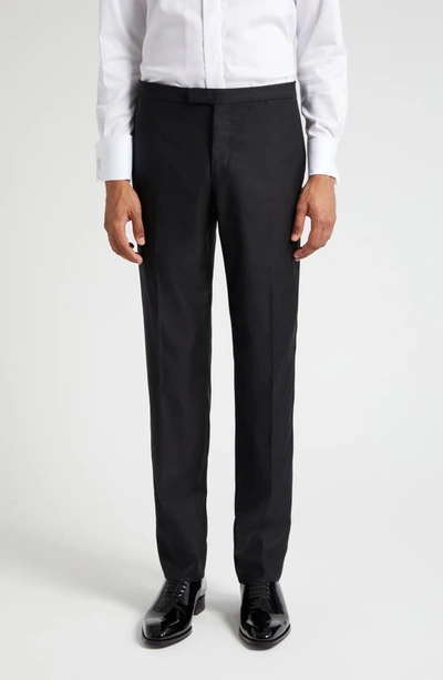 Boglioli Stretch Virgin Wool Tuxedo Trousers In Black