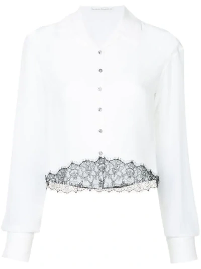 Olivier Theyskens Cropped Lace Detail Shirt - White
