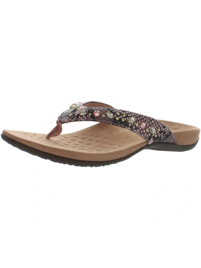 Vionic Lucia Womens Embellished Thong Sandals In Brown