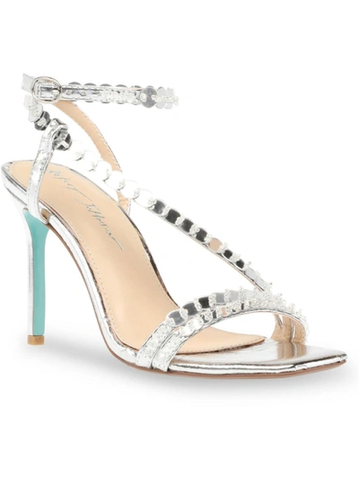 Betsey Johnson Asher Womens Embellished Ankle Strap In Silver