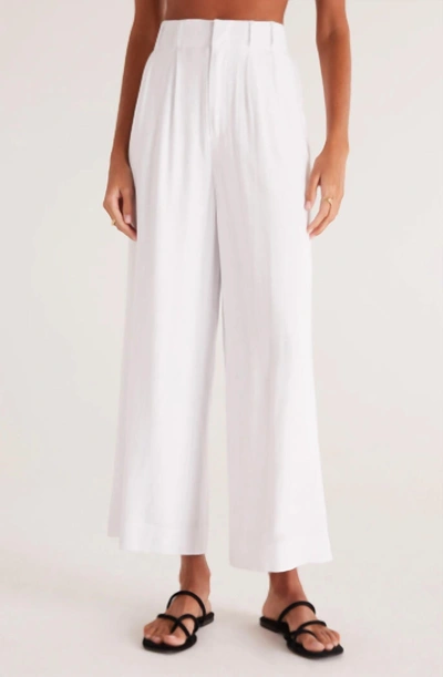 Z Supply Wide Legged High-rise Farah Linen Pant In White | ModeSens
