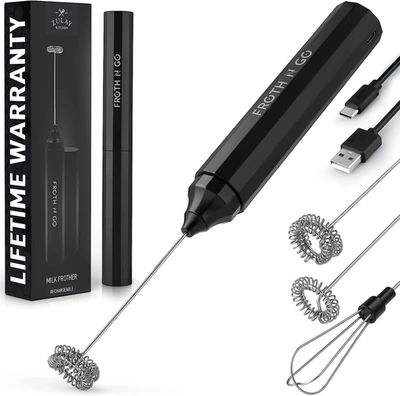 Zulay Kitchen Froth And Go Portable Milk Frother In Black