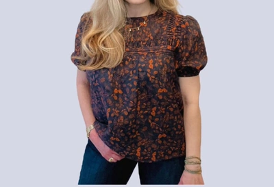 Current Air Lizzy Print Top In Berry Print In Multi