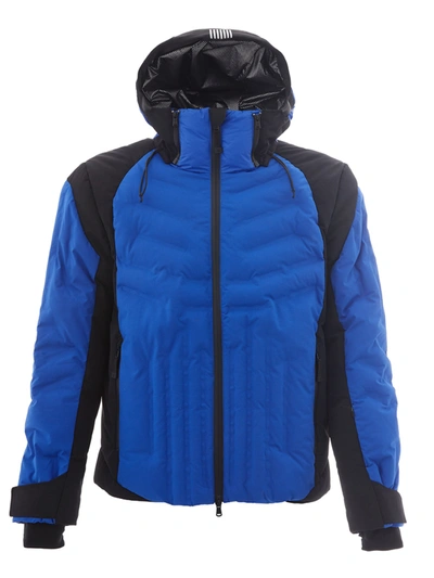 Ea7 Quilted Bicolor Technical Jacket In Blue