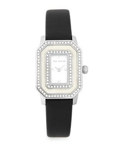 Ted Baker Bliss Glitz Stainless Steel And Leather Strap Watch In Black