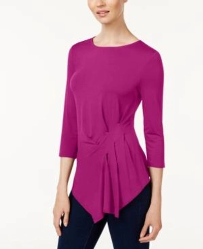 Vince Camuto Gathered Asymmetrical Top In Fuchsia Fury