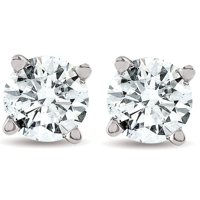 Pompeii3 1/2 Cttw Round Cut Diamond Studs 14k White Gold Womens Earrings In Multi
