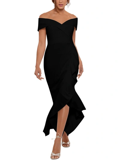 Xscape Womens Ruffled Hi-low Evening Dress In Black