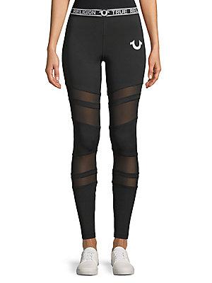 True Religion Mesh Panel Leggings In 