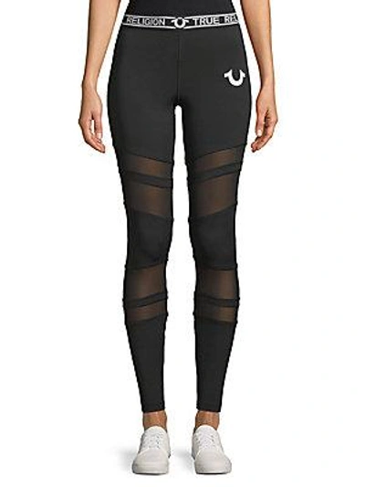 True Religion Mesh Panel Leggings In Black