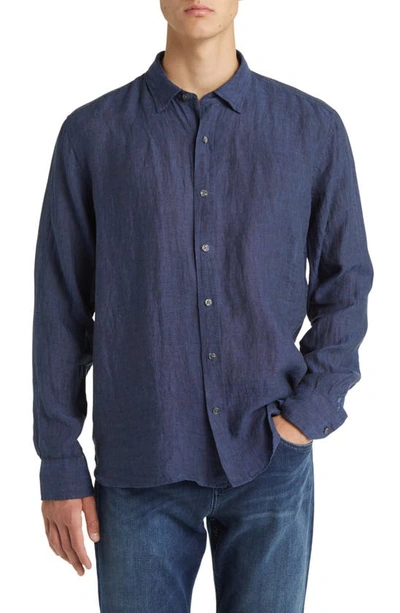 34 Heritage Linen Chambray Button-up Shirt In Indigo