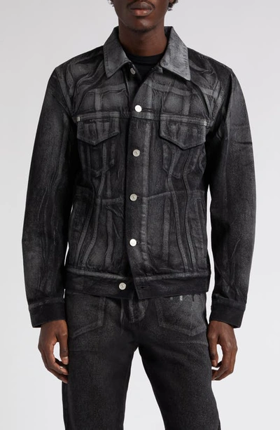 Givenchy Painted Denim Trucker Jacket In 002-black/ Grey