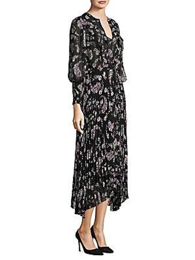 Rebecca Taylor Floral-print Midi Dress In Black Multi