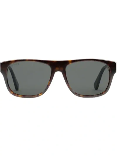 Gucci Rectangular-frame Acetate Sunglasses In Brown