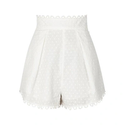 Zimmermann Melody Linen And Cotton Plumetis Blend Shorts In Ivory