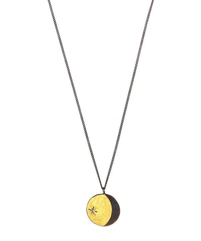 Acanthus Oxidised Silver Double-sided Luna Coin Necklace In Gold