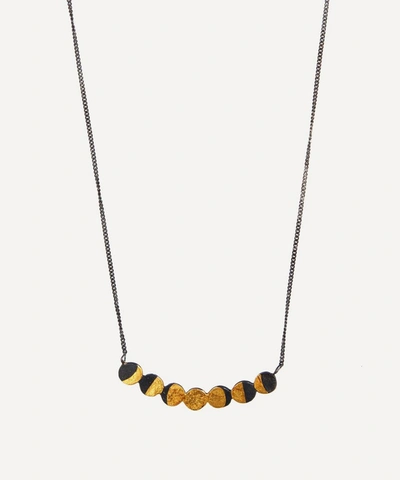 Acanthus Oxidised Silver Luna Phase Necklace In Gold