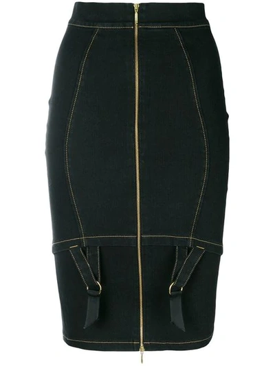 Murmur Zipped Pencil Skirt In Black