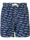 Mc2 Saint Barth Print Drawstring Swim Shorts - Blue