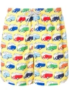 Mc2 Saint Barth Print Drawstring Shorts - Yellow In Yellow & Orange