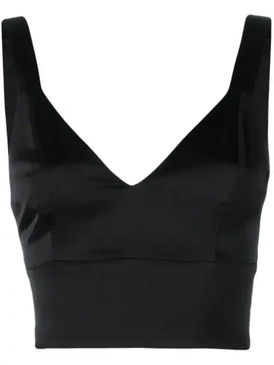 Murmur Cropped Waistcoat Top - Black