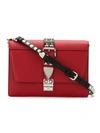 Prada Elektra Studded Leather Shoulder Bag In Red
