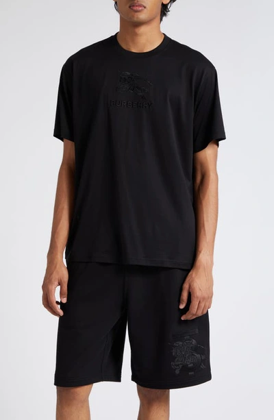 Burberry Tempah Embroidered Logo Cotton T-shirt In Black