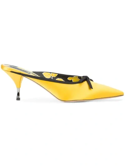 Rochas Pointed Toe Mules In Yellow