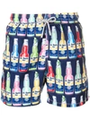 Mc2 Saint Barth Beer Bottle Print Swim Shorts In Multicolour