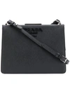 Prada Saffiano Light Frame Shoulder Bag - Black