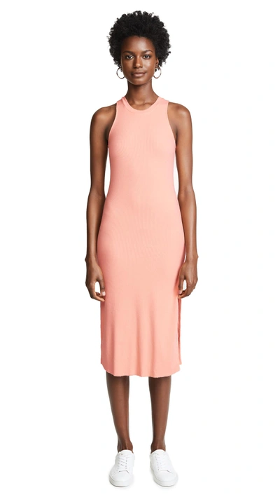 Cotton Citizen The Melbourne Tank Dress With Slit In Pastel Coral
