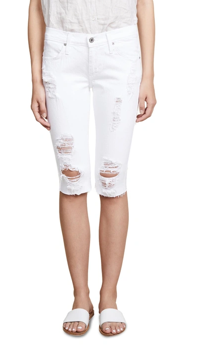 James Jeans Beach Bums Bermuda Shorts In White Distressed