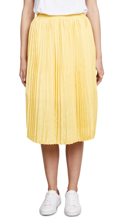 Endless Rose Pleated Midi Skirt In Acid Yellow