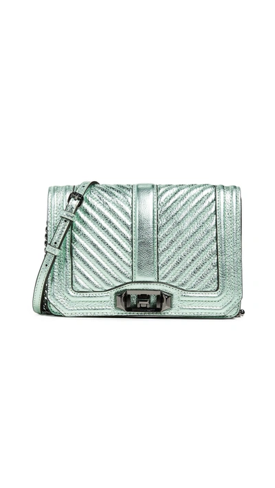 Rebecca Minkoff Chevron Quilted Love Cross Body Bag In Mint