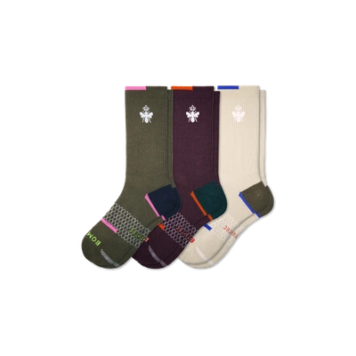 Bombas All-purpose Performance Calf Sock 3-pack In Olive Husk Mix