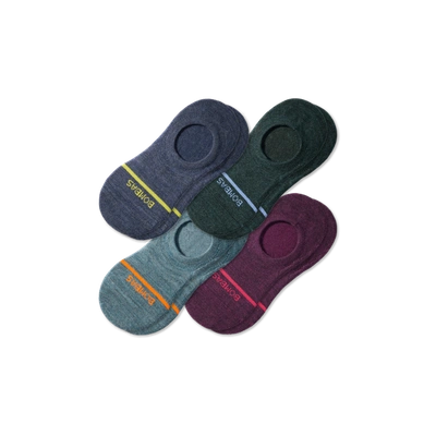 Bombas Lightweight Merino Wool Blend No Show Sock 4-pack In Agate Wine Mix