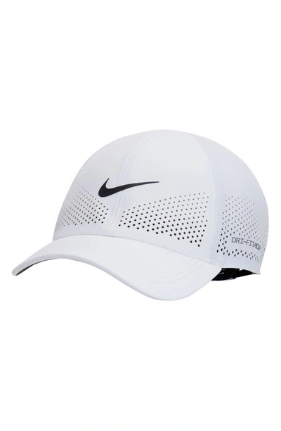 Nike Unisex Dri-fit Adv Club Structured Swoosh Cap In White