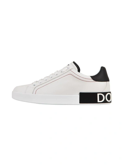 Dolce & Gabbana White Leather Sneaker In White-black