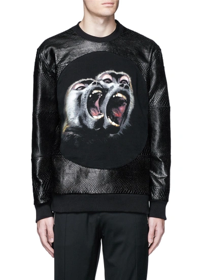 Givenchy 'monkey Brothers' Python Leather Sweatshirt In Black | ModeSens