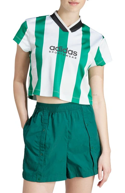 Adidas Originals Adidas Football Tiro Cropped T-shirt In White And Green In Collegiate Green/white