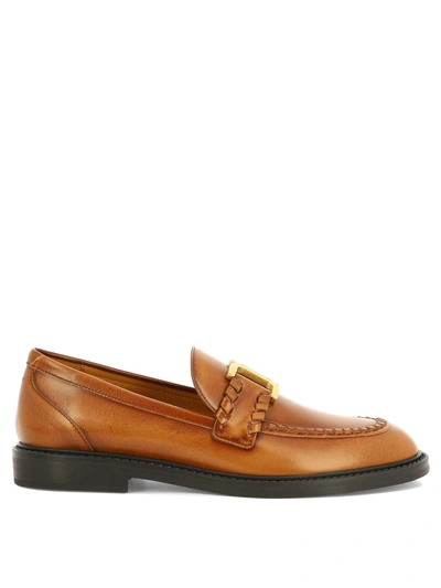Chloé Marcie Round Toe Loafers In Brown